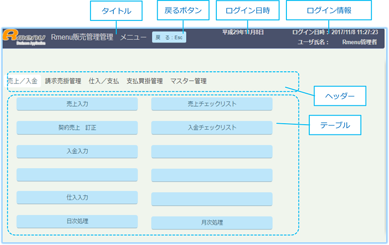 メニュー画面が開く